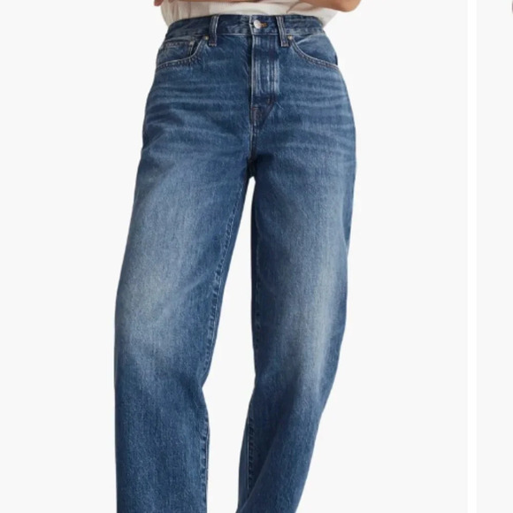Madewell Denim - Madewell Low-Slug Straight Jeans Blue Slouchy Relaxed Buttonfly Baggy 26 #0482